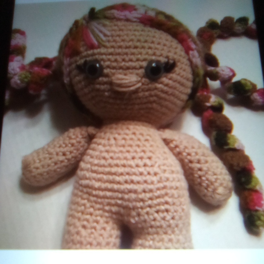 Handmade Crochet Doll with Multicolor Hair - Picture 4 of 6